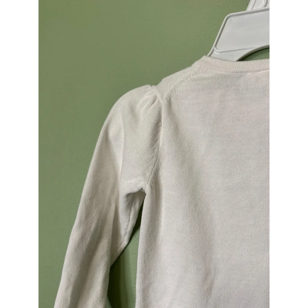 Janie and Jack Girls White‎ Cotton Cardigan Sweater Pearl Buttons Size 3 Classic